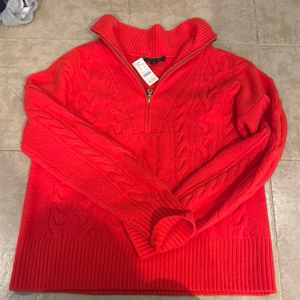 Jcrew red sweater quarter zip